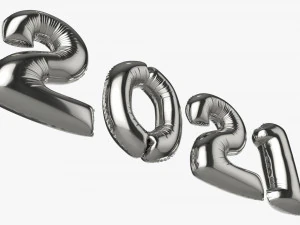 Foil balloon numbers 2021 year 3D Model