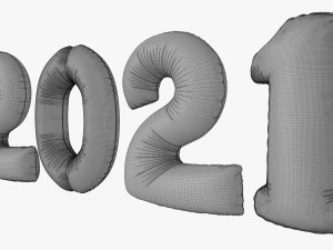 Foil balloon numbers 2021 year 3D Model