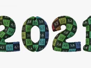 Foil balloon numbers 2021 year Modelo 3D
