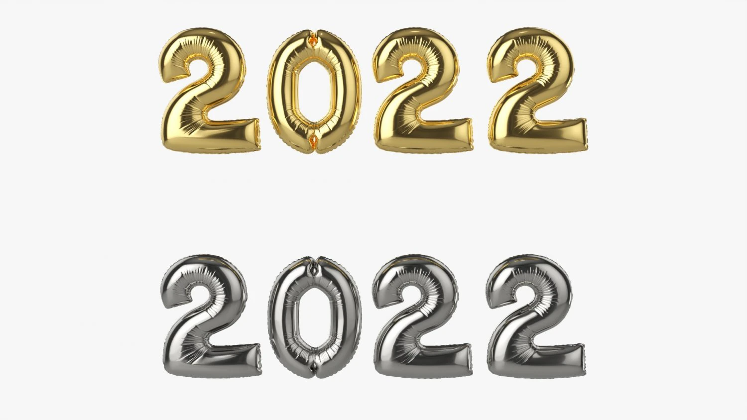 Números de globos de aluminio año 2022. Modelo 3D .c4d .max .obj .3ds .fbx .stl .blend