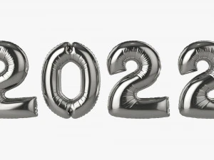 N&uacute;meros de globos de aluminio a&ntilde;o 2022. Modelo 3D