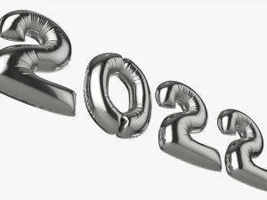 N&uacute;meros de globos de aluminio a&ntilde;o 2022. Modelo 3D