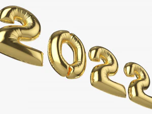 N&uacute;meros de globos de aluminio a&ntilde;o 2022. Modelo 3D
