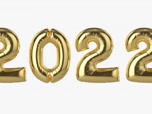 N&uacute;meros de globos de aluminio a&ntilde;o 2022. Modelo 3D