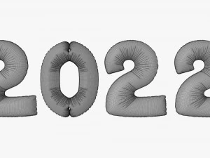 N&uacute;meros de globos de aluminio a&ntilde;o 2022. Modelo 3D