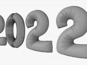 N&uacute;meros de globos de aluminio a&ntilde;o 2022. Modelo 3D