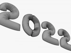 N&uacute;meros de globos de aluminio a&ntilde;o 2022. Modelo 3D