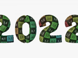 N&uacute;meros de globos de aluminio a&ntilde;o 2022. Modelo 3D