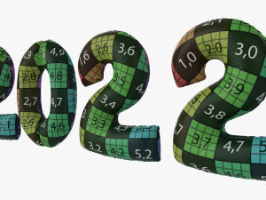 N&uacute;meros de globos de aluminio a&ntilde;o 2022. Modelo 3D