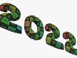 N&uacute;meros de globos de aluminio a&ntilde;o 2022. Modelo 3D