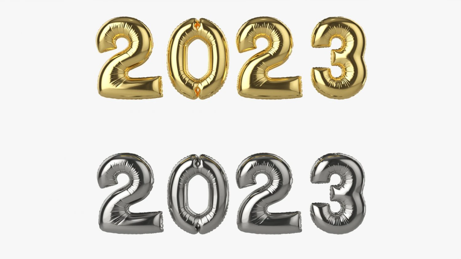 N&uacute;meros de globos de aluminio 2023 a&ntilde;o. Modelo 3D .c4d .max .obj .3ds .fbx .stl .blend 