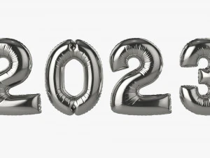N&uacute;meros de globos de aluminio 2023 a&ntilde;o. Modelo 3D
