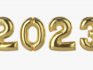 N&uacute;meros de globos de aluminio 2023 a&ntilde;o. Modelo 3D