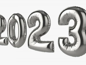 N&uacute;meros de globos de aluminio 2023 a&ntilde;o. Modelo 3D