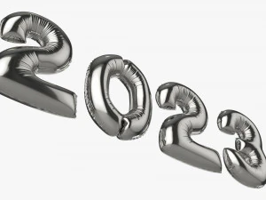 N&uacute;meros de globos de aluminio 2023 a&ntilde;o. Modelo 3D