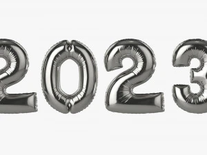 N&uacute;meros de globos de aluminio 2023 a&ntilde;o. Modelo 3D