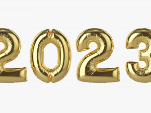 N&uacute;meros de globos de aluminio 2023 a&ntilde;o. Modelo 3D