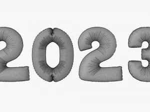 N&uacute;meros de globos de aluminio 2023 a&ntilde;o. Modelo 3D