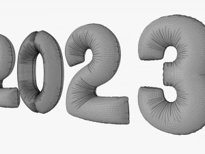 N&uacute;meros de globos de aluminio 2023 a&ntilde;o. Modelo 3D