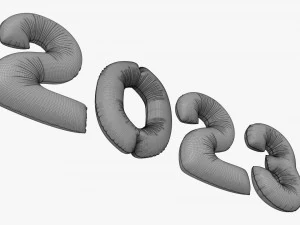 N&uacute;meros de globos de aluminio 2023 a&ntilde;o. Modelo 3D