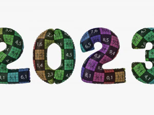 N&uacute;meros de globos de aluminio 2023 a&ntilde;o. Modelo 3D