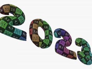 N&uacute;meros de globos de aluminio 2023 a&ntilde;o. Modelo 3D