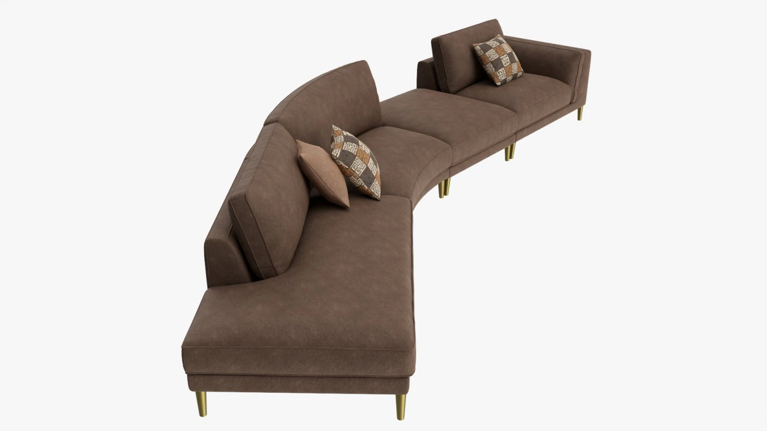 Four section sofa with cushions 3D Model .c4d .max .obj .3ds .fbx .stl .blend 
