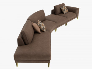 Four section sofa with cushions 3D Model