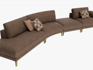 Four section sofa with cushions 3D Model