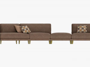Four section sofa with cushions 3D Model