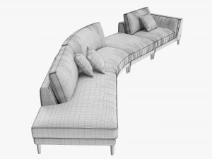 Four section sofa with cushions 3D Model