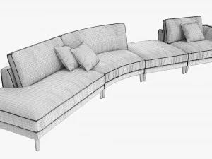 Four section sofa with cushions 3D Model