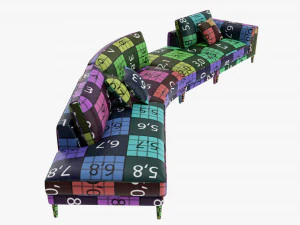 Four section sofa with cushions 3D Model