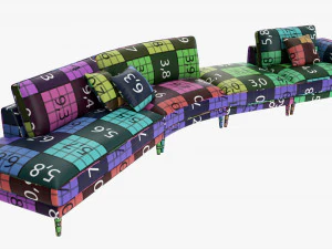 Four section sofa with cushions 3D Model