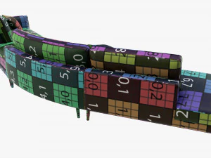 Four section sofa with cushions 3D Model