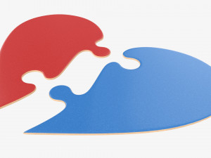 Jigsaw puzzle heart halves Modelo 3D