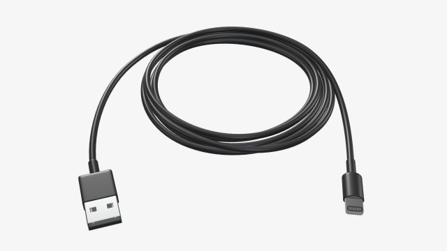 Lightning to USB cable black Modelo 3D .c4d .max .obj .3ds .fbx .stl .blend 