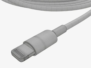 Lightning to USB cable white 3D Model