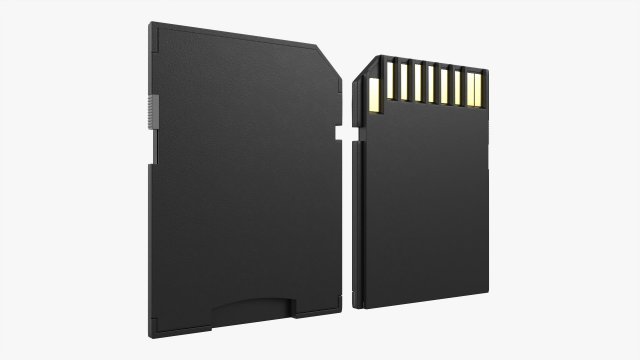 Micro SD adapter 3D Model .c4d .max .obj .3ds .fbx .stl .blend 