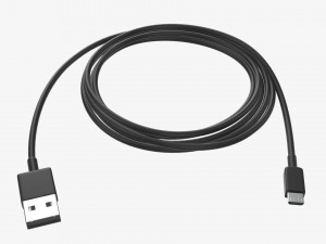 Micro-USB to USB cable black 3D Model