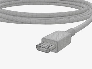 Cavo da micro USB a USB nero Modello 3D