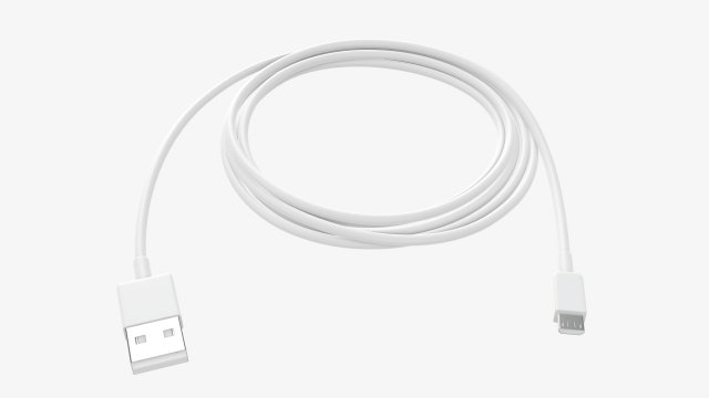 Micro-USB to USB cable white 3Dモデル .c4d .max .obj .3ds .fbx .stl .blend 