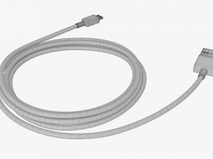 Micro-USB to USB cable white 3Dモデル