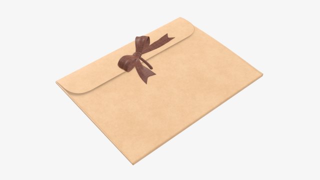 Paper gift envelope with bow mockup 3D Model .c4d .max .obj .3ds .fbx .stl .blend 
