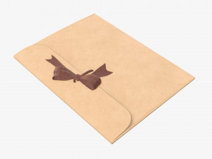 Paper gift envelope with bow mockup 3D Model