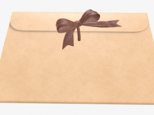 Paper gift envelope with bow mockup 3D Model