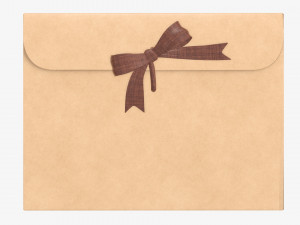 Paper gift envelope with bow mockup 3D Model