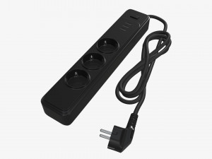 Power strip EU with USB ports black 3D Model
