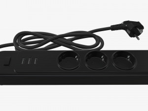 Power strip EU with USB ports black 3Dモデル