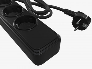 Power strip EU with USB ports black 3Dモデル